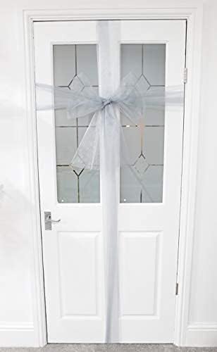 Christmas Concepts® Silver Fabric Wedding Door Bow Decoration - Make Your Own Fabric Bow, White - Image 3