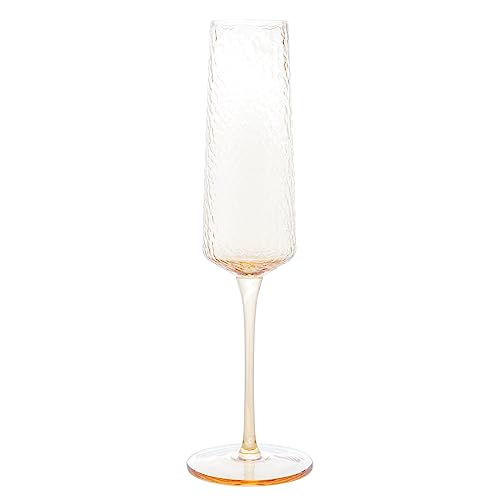 Taça de Champanhe de Cristal Ecológico Martelado Petra Âmbar 300ml - Lyor