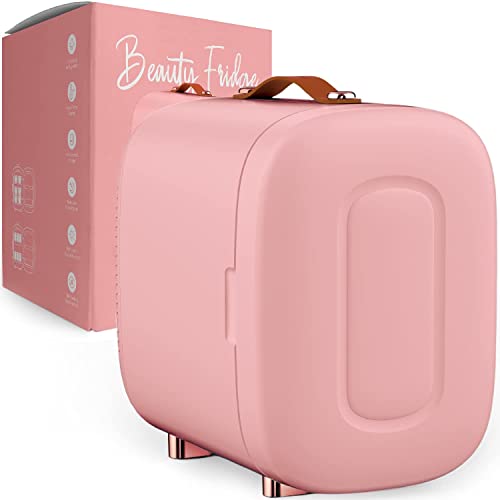 Mini Skincare Fridge for Makeup and Cosmetic | Cute Beauty Refrigerator Pink 5L for Skin Care Products Perfect Temperature for BB Glow & Serum