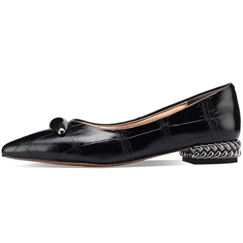 TDD Leather Low Heel Dress Shoes for Women Closed Pointed Toe Wide Flats Pumps Comfortable Wedding Formal Elegantes Ladies Prom Slip On 0.5 Inch Ballet2