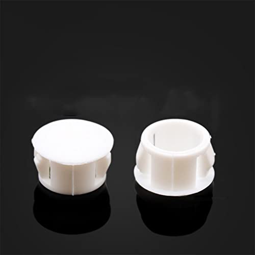 Image of 30PCS 1 /2 inch White Hole Plugs Plastic Flush Type Snap in Locking Tube Furniture Fencing Post Pipe End Caps