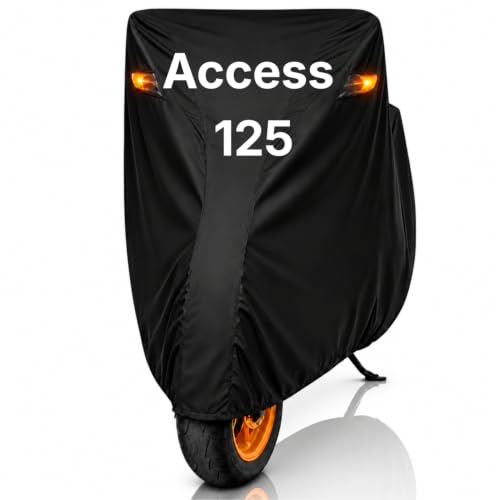 Image of Dhoom Scooty Body Cover for Access 125 Cover | 100% Waterproof, Dustproof & Scratch Resistant | Heavy Duty Two Wheeler with UV Protection, Heat Resistant | All Weather Outdoor Scooty Cover (Black)
