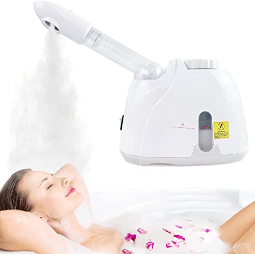 2 in 1 Facial Steamer and Hair Steamer Face Sauna Humidifier Hot Mist Moisturizing for For Cold and Cough Nose Facial SPA Skin Care Salon and home (full white colour)