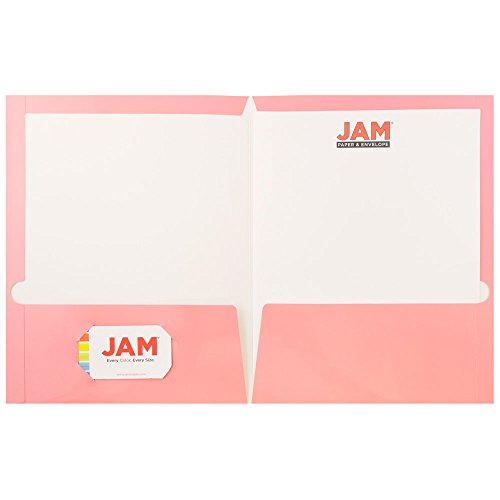 Jam Paper Laminated Two Pocket Glossy School Folders - Letter Size - High Gloss Baby Pink Pastel - Bulk 25/Pack #TOP1