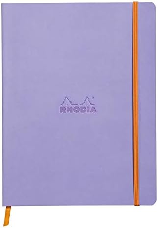 RHODIA 117510C - Purple Flexible Notebook - 19x25 cm - Lined - 160 pages - Clairefontaine Ivory Paper 90 g/m - Bookmark, Elastic Closure - Faux Leather Cover - Rhodiarama Collection