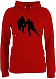 Pullover Damen Hoodie Frauen - Eishockey Trikot Ersatz - Eishockeyspieler - M - Rot - Eishockey Hoodie - JH001F