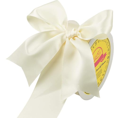 Image of Double Face Ivory Satin Ribbon 2 inch X 25 Yards Polyester Ivory Ribbon for Gift Wrapping Very Suitable for Weddings Party Hair Bow Invitation Decorations and More