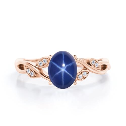 Linde Star Sapphire Engagement Rings for Women 1ct Oval Cut Blue Star Sapphire Ring S925 10K 14K 18K Gold Linde Star Sapphire Ring Anniversary Promise Ring2