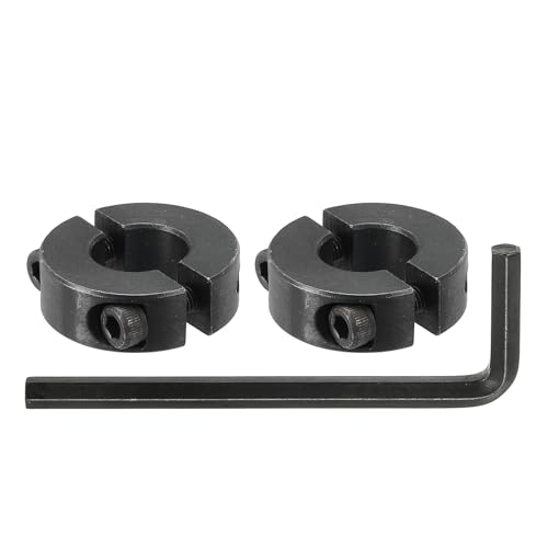 QUARKZMAN Bohrung 16 mm Doppelter Spaltschaftkragen 35 mm Außendurchmesser 12 mm Dicke Kohlenstoffstahl-Spannring-Klemmstil mit Gewindestift & Sechskantschlüssel (Schwarz, Packung mit 2)