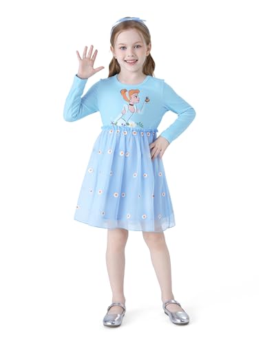 Image of Disney Princess Frozen Elsa Minnie Stitch Toddler Girl Tulle Tutu Dress Ruffle Sleeve Mesh Summer Birthday Party Clothes 2-9Y