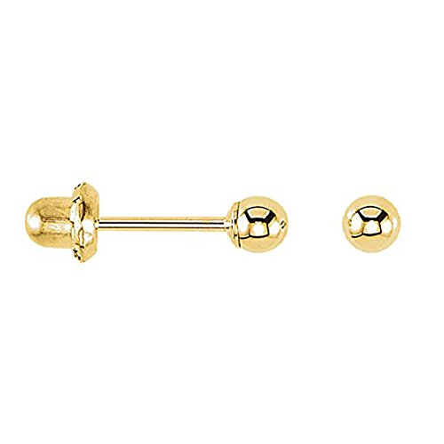 14K YELLOW GOLD BALL INVERNESS PIERCING EARRINGS IN STERILE CASE2