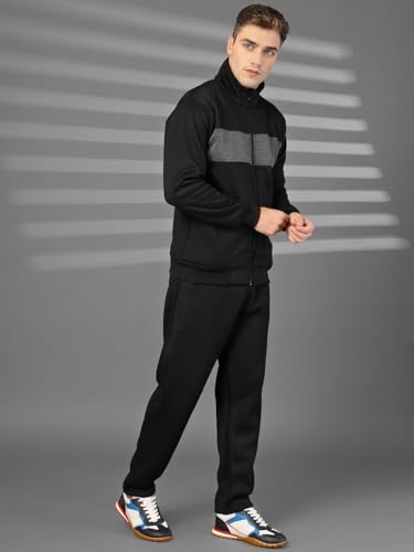 Image of CHKOKKO Track Suit For Man High Neck Winter Tracksuit Men Full Zip Jacket With Elastic Waist Lower And Soft Sports Activewear Set For Gym Running And Casual Use