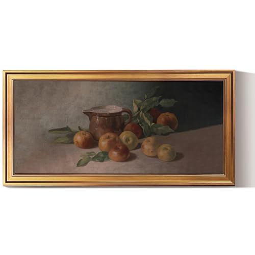 Image of HUARCEY Gold Framed Vintage Wall Art for Living Room Harvest Apples Still Life Oil Painting Large Cottagecore Room Decor Picture Canvas Print Farmhouse Fruit Wall Decor Bedroom Kitchen Bathroom 20x40