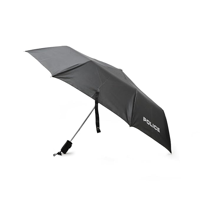 Image of Police All-Weather UV Umbrella - Auto Open | Windproof | Travel-Ready 3-Fold Design | SPF 50+ Protection | Wide Canopy, Stylish & Durable | Black