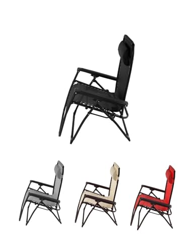 Jardin202 - Tumbona Plegable de Acero Reclinable – Hamaca con Almohada extraíble, Reposabrazos y Reposapiés – Silla de Jardín Ergonómica | Unidad (Negra)