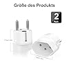 Adattatore da viaggio da 2 pezzi Svizzera a EU spina da viaggio, tipo J a Schuko, adattatore da 3 pin Svizzera a 2 pin DE/FR/IT/ES (bianco)