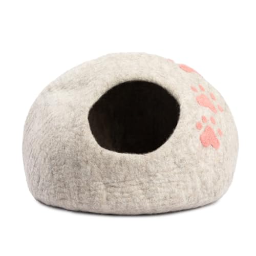 Luxurious Merino Wool Cat Cave - Foldable Hideaway Pod for Indoor Cats - Premium Felt Kitten Pet Enclosure - Covered Cat House for Ultimate Cozy Comfort by Woolygon (Paw) by Woolygon - Used condition - Image 3