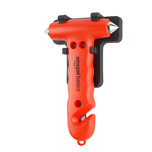 Image of Amazon Basics Car Safety Window Hammer and Seat Belt Cutter with Holder