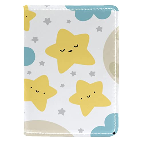 Funda de piel sintética para pasaporte, organizador de documentos de viaje, protector de luna, nube, estrella, Varios colores, 10x14cm/4x5.5 in