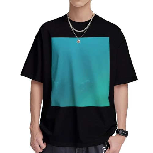 T-shirt à manches courtes pour homme en coton frais col rond imprimé mer