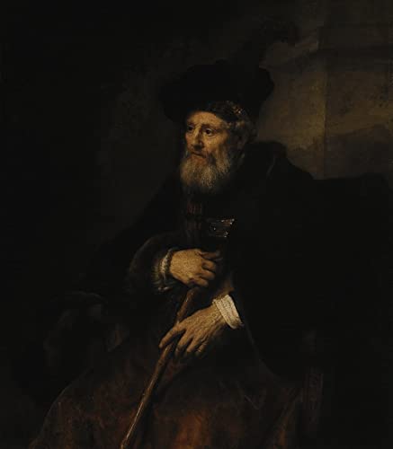 Rembrandt Vieil homme avec un bâton poster de peinture hollandaise 50x70