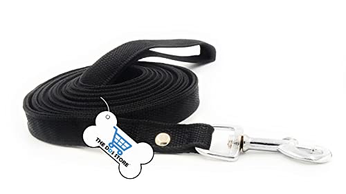 Image of Dog Training Lead 10.FT Long Rope Cotton Nylon Webbing Recall Obedience Line Leash for Pet Best for Small to Medium Breed Dogs (10.Feet Leash & Collar 0.75 inch, Black)