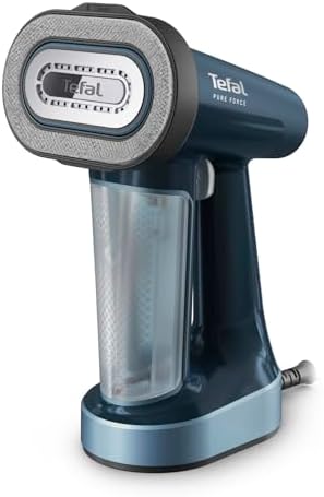 Tefal Pure Force 3-in-1 Dampfbürste, Keramik-Bügelsohle, 35 g/Min. Dampfleistung, 90 g/Min. Dampfstoß, 4 Dampfstufen, Fusselentferner-Seite, 180 ml abnehmbarer Wassertank, 1800 Watt, Blau, DT8755E0