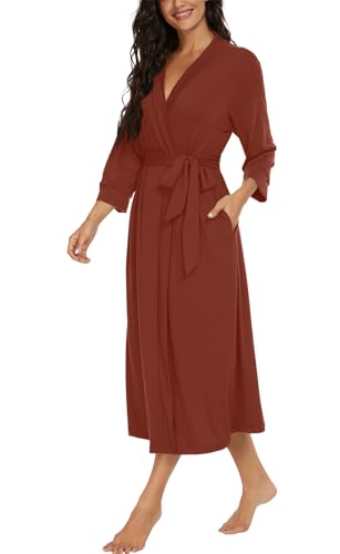 Image of VINTATRE Women Robes Long Knit Bathrobe Lightweight Soft Bath Robe with Pockets