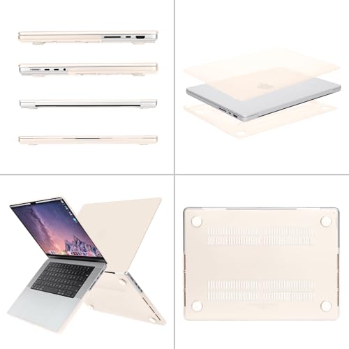 Image of MOSISO Compatible with MacBook Pro 16 inch Case 2025 2024 2023 2022 2021 M4 M3 M2 M1 A3403 A3186 A2991 A2780 A2485 Pro Max, Plastic Hard Shell&Keyboard Cover&Screen Film&Storage Bag, Beige