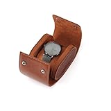 JOYIR Single Watch Roll for Travel | Genuine Leather Watch Pouch Case with Pillow | Portable Protective Sleeve for Men & Women | Ideal Gift for Watch Lovers, Father's Day
