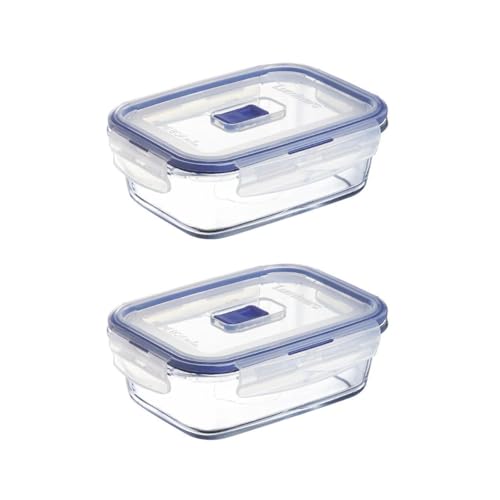Luminarc Pure Box Active 2 Recipiente Rectangular Hermético Vidri Set 2 Piezas 82cl Opal Apto Microondas Apto Frigorífico Reciclable