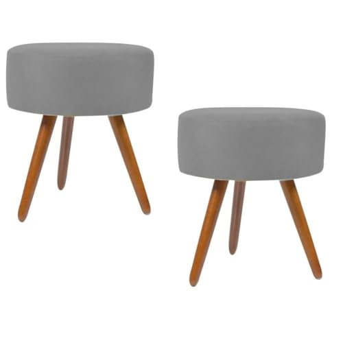 Puf, Banquinho, Banqueta, Puff Para Sala E Hall De Entrada Redondo, Decoração, Recepção, Cinza