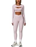 AGYMNX 2-teiliges Workout-Set für Damen, nahtlos, hohe Taille, ausgestellte Leggings...