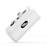 モバイルバッテリー 小型 6800mAh MFi認証 【新登場 & タイプCコネクター内蔵】 携帯バッテリー 軽量 2台同時充電 スマホ充電器Type-Cポート出入力 2.4A 急速充電 コンパクト隠しスタンド搭載 持ち運び便利 コードレス旅行機内持ち込み可/出張/iPhone/Android/iPad/AirPodsなど各種対応 (ホワイト)