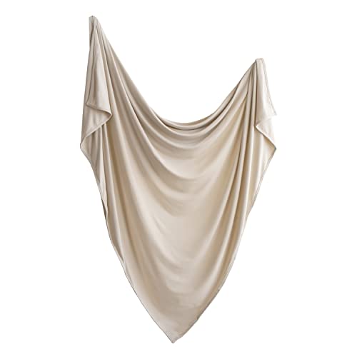 Image of mushie Stretchy Baby Swaddle Blanket | Extra Soft & Snug Fit | 47"x47" (Fog)