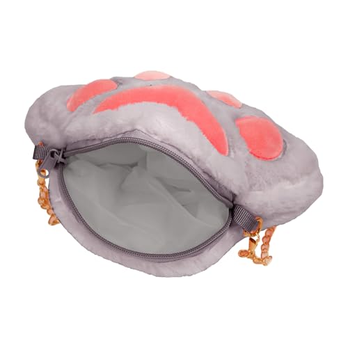 Women’s Cartoon Plush Cat Paw Shaped Crossbody Faux Fur Bear Claw Shoulder Bag Fluffy Knapsack Travel Sling Bag3