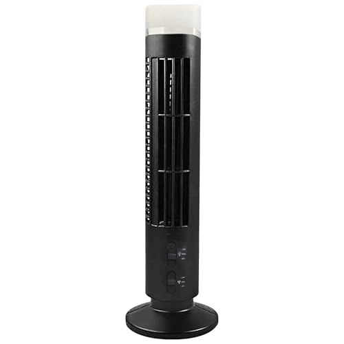 Dbvnnsy 13 Ventilador de torre sin canto tranquilo con luz LED, ventilador de piso de pie de 2 velocidades, escritorio portátil para dormitorio, hogar, oficina y espacios pequeños, negro
