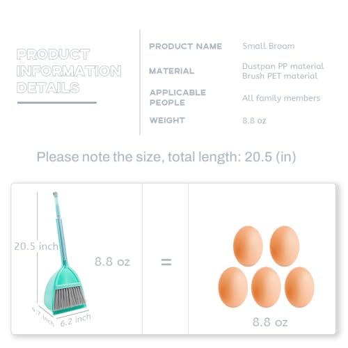 Small Broom and Dustpan Set, Household Mini Broom and Dustpan Set, Mini Broom and Cleaning Set Suitable for Various Small Areas. (Blue)