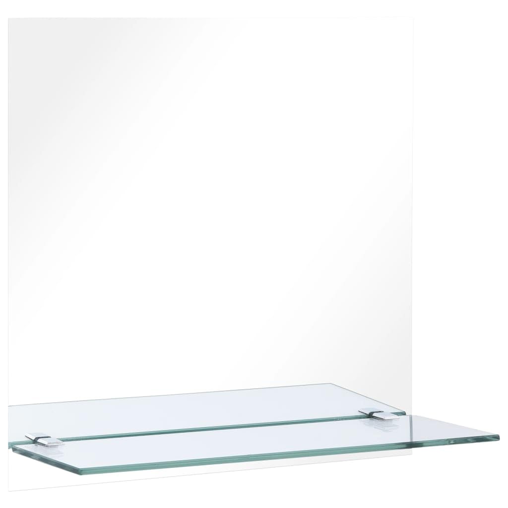 vidaXL Wall Mirror with Shelf Living Room Cosmetic Bathroom Makeup Vanity Decoration 50x50cm Tempered Glass