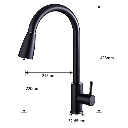 Robinet d'évier monotrou noir en acier inoxydable haut de gamme
