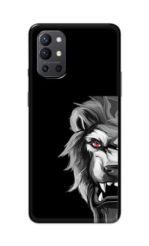 Image of PRINTFIDAA Printed Hard Back Cover Case for OnePlus 9R 5G Back Cover (Angry Lion) -112