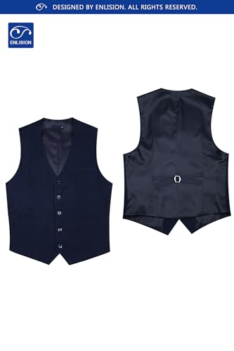 Image of Enlision Men's Suit Vest Business Formal Dress Waistcoat Solid Color Vest for Suit or Tuxedo