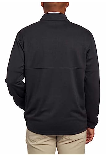 Pulôver masculino Pebble Beach Golf manga longa 1/4 zíper com acabamento contrastante, Listras preta