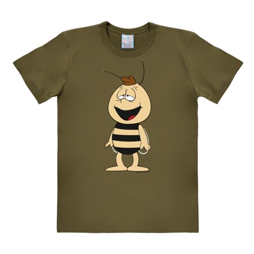 Logoshirt Biene Maja I Willi I T-Shirt Print I Damen & Herren I kurzärmlig I olivgrün I Lizenziertes Originaldesign I Größe L