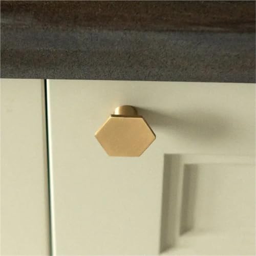 Poignées de placard de cuisine en laiton brossé hexagonal de style premium - 2