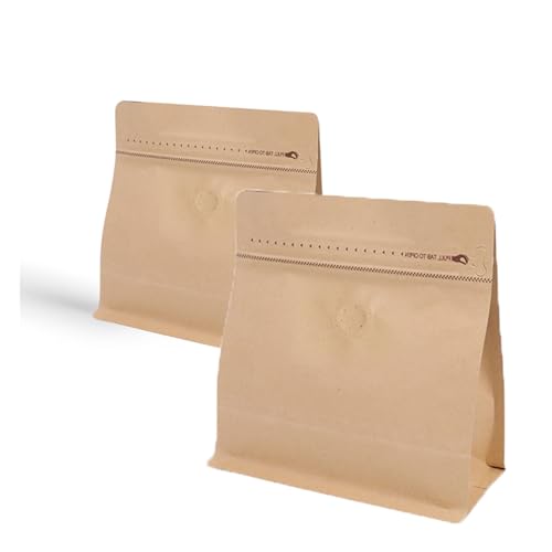 VOLWCO 10 Pezzi Sacchetto di Chicchi di caffè autoportante con Una valvola di degassamento a Senso Unico, Mylar Sacchetti di Alluminio(Size:13.5 * 14.5+8cm【1/4lb/150g】,Color:Kraft Paper,)