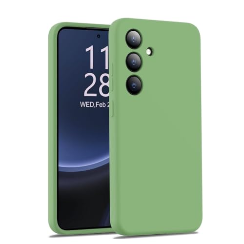 Image of MOBILOVE Back Cover Case for Samsung Galaxy S25 5G | Pure Liquid Soft Matte Silicone Case with Logo and Comes with Camera and Screen Protection Back Cover for Samsung Galaxy S25 5G (Mint Green)