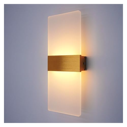 Lámpara de pared minimalista de 12W dorada con iluminación LED interior para escaleras y salón