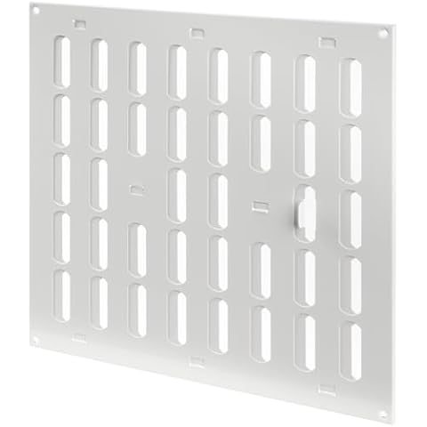 Repa Market 12" x 12" Inch (Outer Dimensions) White Adjustable Air Vent Cover - Indoor Outdoor Metal Grille - Heating Cooling Ventilation for Home Garage Shed - Open and Close Register (11.81 x 11.81) Cover