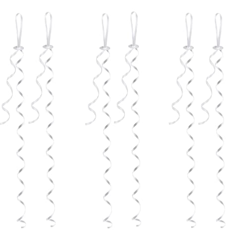 Ballonverschlüsse, 100 Stück Ballonband Ballonschnur Ballonverschlüsse mit Band Kräuselband für DIY Weihnachten Geburtstag Hochzeit Party Dekoration Normale Ballons Heliumballons Weiß Cover